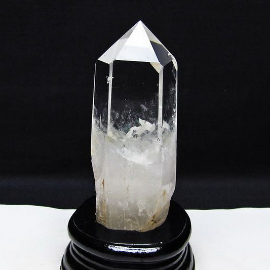 水晶 六角柱 虹入り 水晶 ポイント 台座付属 置物 原石 一点物 152-4505