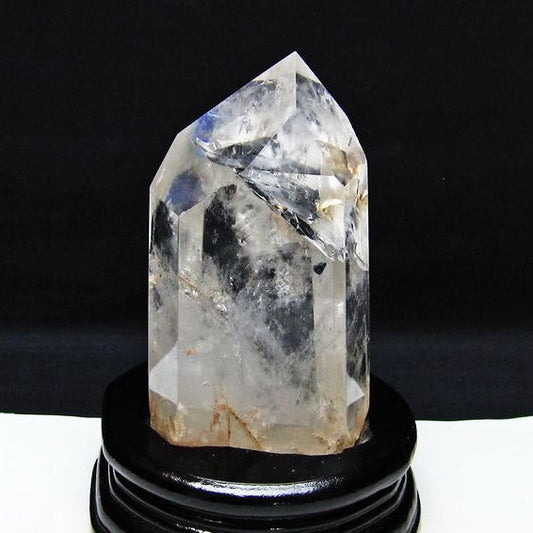 水晶 六角柱 虹入り 水晶 ポイント 台座付属 置物 原石 一点物 152-4513
