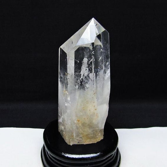 水晶 六角柱 虹入り 水晶 ポイント 台座付属 置物 原石 一点物 152-4515
