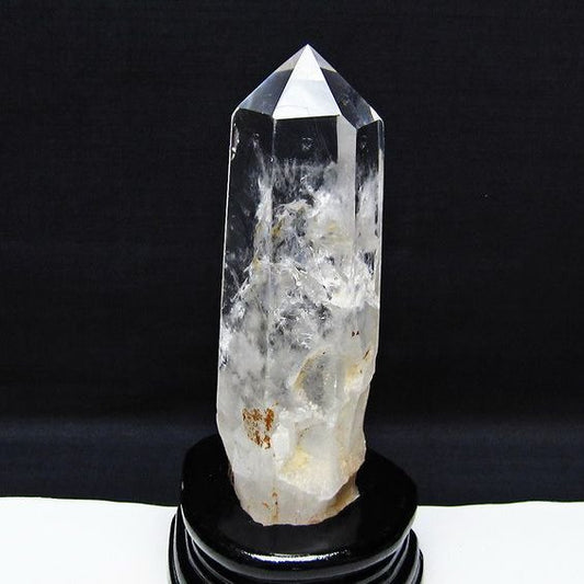 水晶 六角柱 虹入り 水晶 ポイント 台座付属 置物 原石 一点物 152-4517