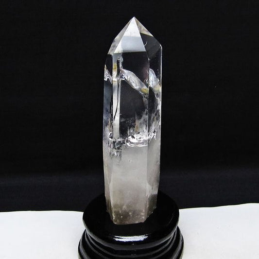 水晶 六角柱 虹入り 水晶 ポイント 台座付属 置物 原石 一点物 152-4518