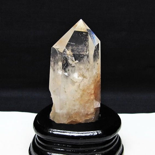水晶 六角柱 水晶 ポイント 台座付属 置物 原石 一点物 152-4532