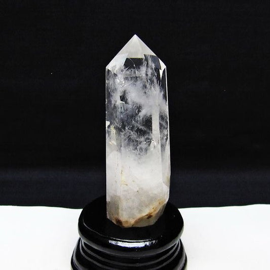 水晶 六角柱 水晶 ポイント 台座付属 置物 原石 一点物 152-4535