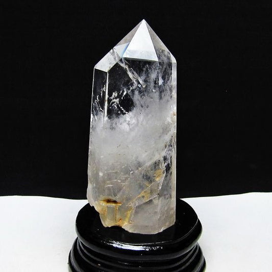 水晶 六角柱 水晶 ポイント 台座付属 置物 原石 一点物 152-4536
