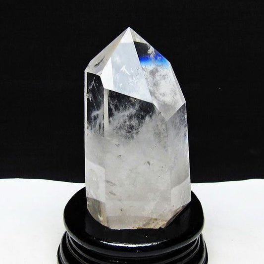 水晶 六角柱 水晶 ポイント 台座付属 置物 原石 一点物 152-4537
