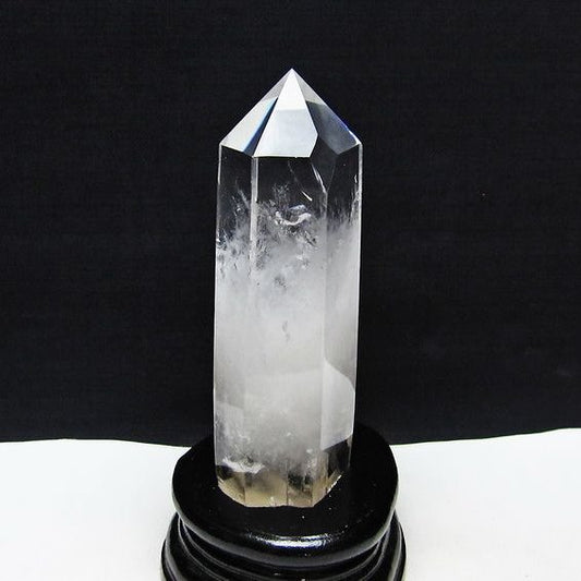 水晶 六角柱 水晶 ポイント 台座付属 置物 原石 一点物 152-4538