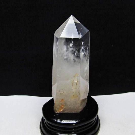 水晶 六角柱 水晶 ポイント 台座付属 置物 原石 一点物 152-4539
