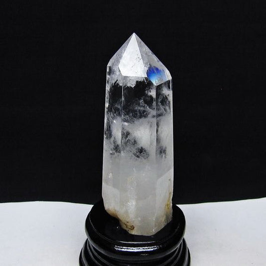 水晶 六角柱 水晶 ポイント 台座付属 置物 原石 一点物 152-4541