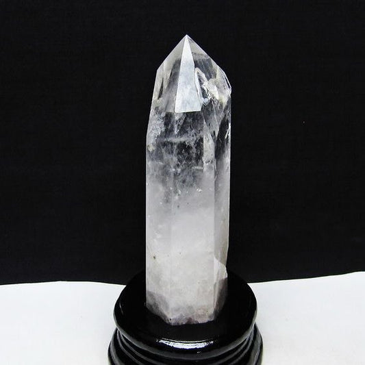 水晶 六角柱 水晶 ポイント 台座付属 置物 原石 一点物 152-4543