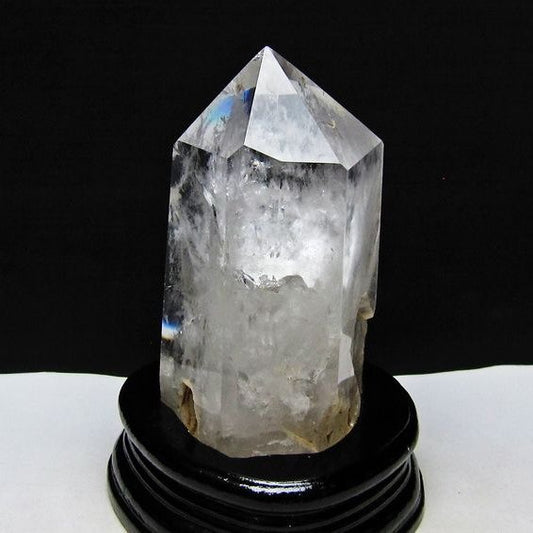水晶 六角柱 水晶 ポイント 台座付属 置物 原石 一点物 152-4544