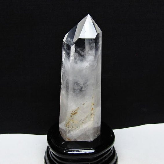 水晶 六角柱 水晶 ポイント 台座付属 置物 原石 一点物 152-4545