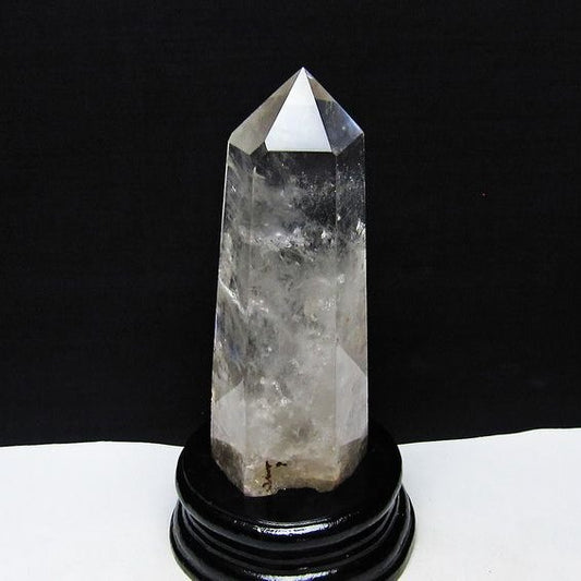 水晶 六角柱 水晶 ポイント 台座付属 置物 原石 一点物 152-4546