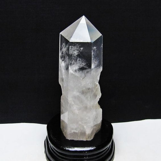 水晶 六角柱 水晶 ポイント 台座付属 置物 原石 一点物 152-4549
