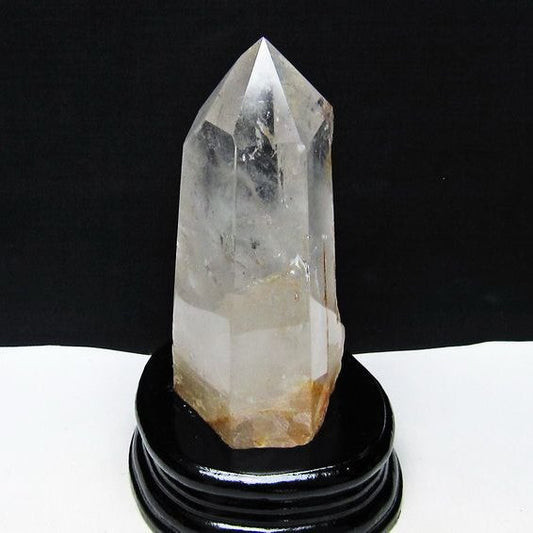 水晶 六角柱 水晶 ポイント 台座付属 置物 原石 一点物 152-4551