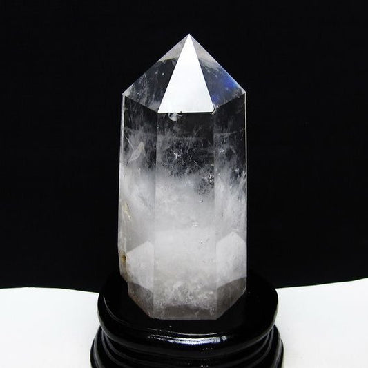 水晶 六角柱 水晶 ポイント 台座付属 置物 原石 一点物 152-4552