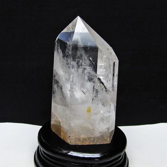 水晶 六角柱 水晶 ポイント 台座付属 置物 原石 一点物 152-4554