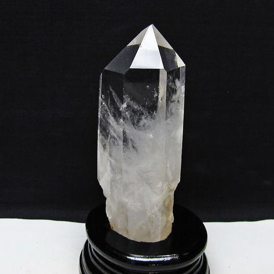 水晶 六角柱 水晶 ポイント 台座付属 置物 原石 一点物 152-4555