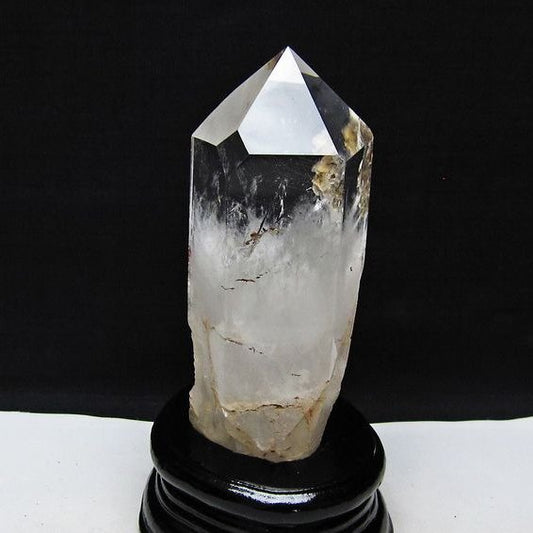 水晶 六角柱 水晶 ポイント 台座付属 置物 原石 一点物 152-4556