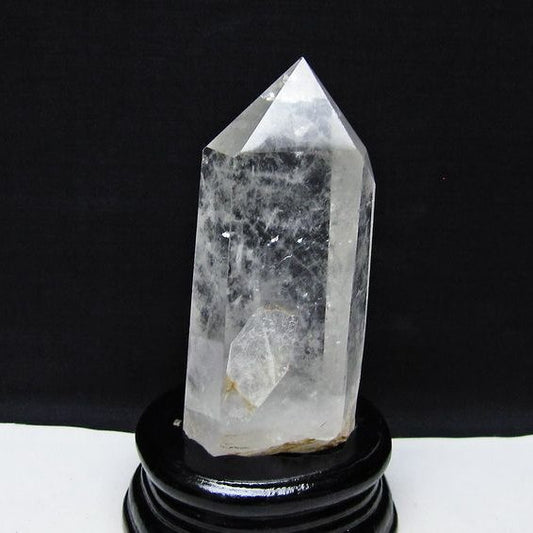 水晶 六角柱 水晶 ポイント 台座付属 置物 原石 一点物 152-4557