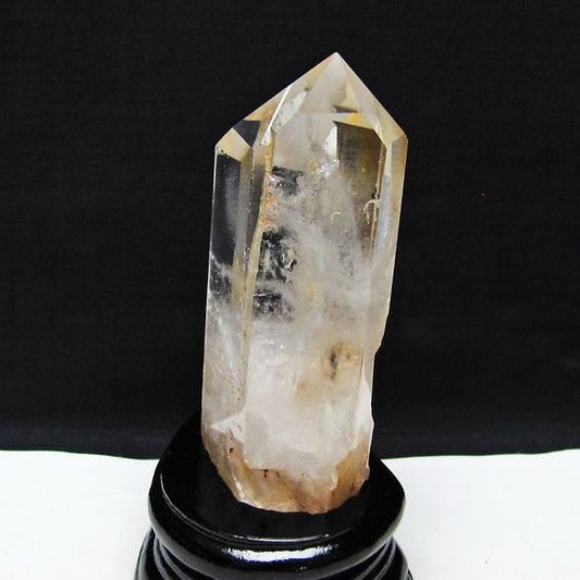 水晶 六角柱 水晶 ポイント 台座付属 置物 原石 一点物 152-4558