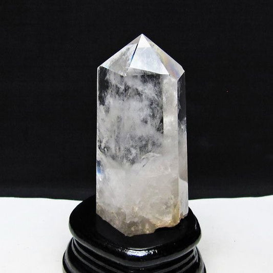 水晶 六角柱 水晶 ポイント 台座付属 置物 原石 一点物 152-4559