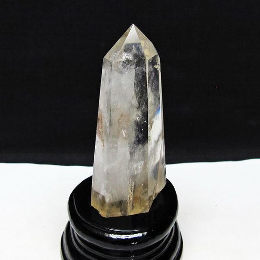 水晶 六角柱 水晶 ポイント 台座付属 置物 原石 一点物 152-4560