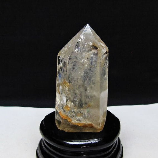水晶 六角柱 水晶 ポイント 台座付属 置物 原石 一点物 152-4561