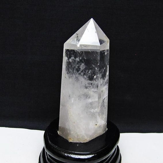 水晶 六角柱 水晶 ポイント 台座付属 置物 原石 一点物 152-4562