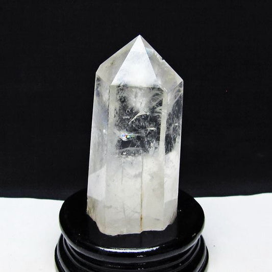 水晶 六角柱 水晶 ポイント 台座付属 置物 原石 一点物 152-4566