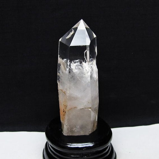 水晶 六角柱 水晶 ポイント 台座付属 置物 原石 一点物 152-4567