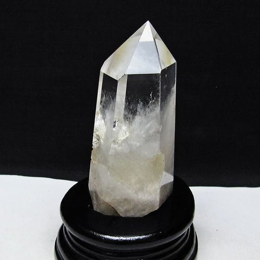 水晶 六角柱 水晶 ポイント 台座付属 置物 原石 一点物 152-4568