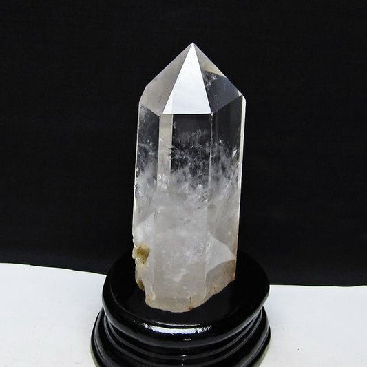 水晶 六角柱 水晶 ポイント 台座付属 置物 原石 一点物 152-4569