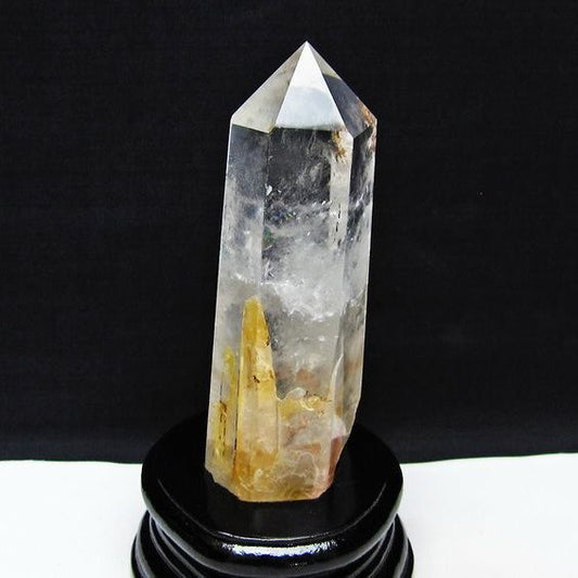 水晶 六角柱 水晶 ポイント 台座付属 置物 原石 一点物 152-4570