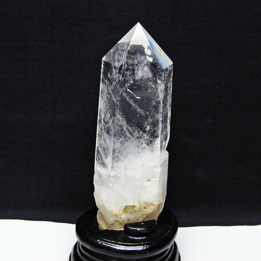 水晶 六角柱 水晶 ポイント 台座付属 置物 原石 一点物 152-4571