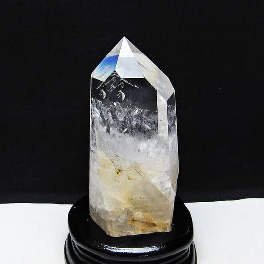 水晶 六角柱 水晶 ポイント 台座付属 置物 原石 一点物 152-4572