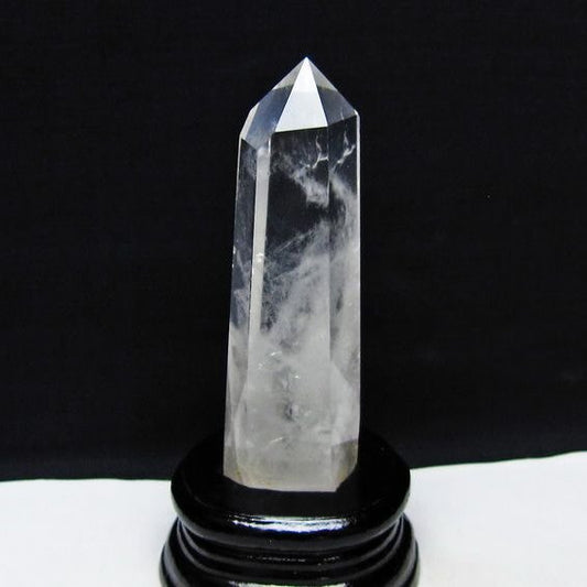 水晶 六角柱 水晶 ポイント 台座付属 置物 原石 一点物 152-4573