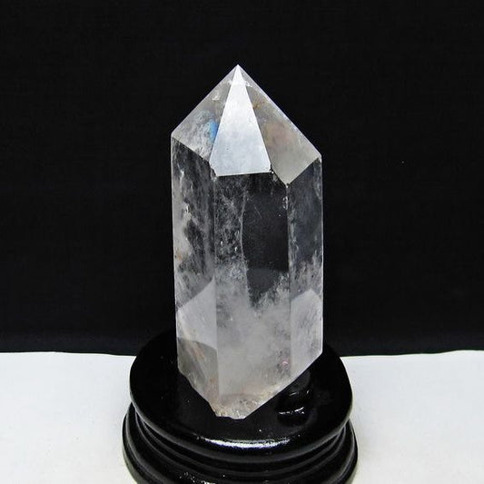 水晶 六角柱 水晶 ポイント 台座付属 置物 原石 一点物 152-4575