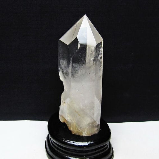 水晶 六角柱 水晶 ポイント 台座付属 置物 原石 一点物 152-4576