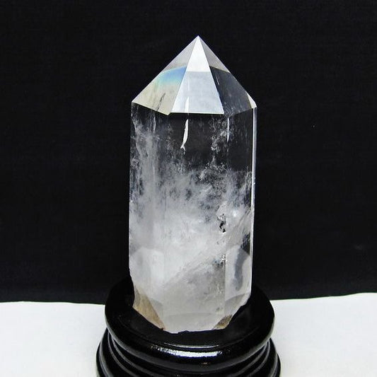 水晶 六角柱 水晶 ポイント 台座付属 置物 原石 一点物 152-4578