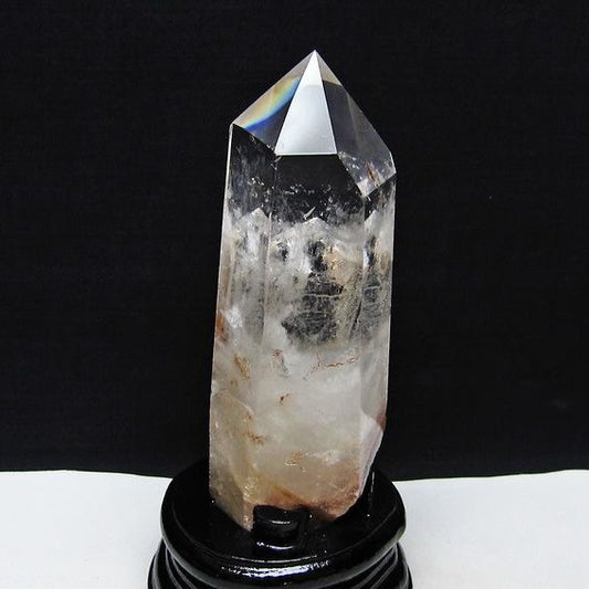 水晶 六角柱 水晶 ポイント 台座付属 置物 原石 一点物 152-4579