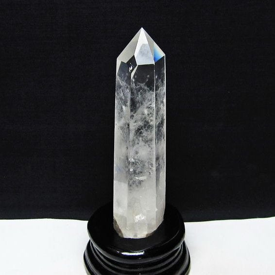 水晶 六角柱 水晶 ポイント 台座付属 置物 原石 一点物 152-4580