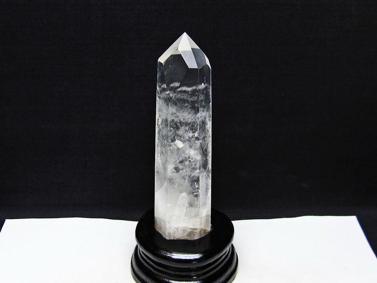 水晶 六角柱 水晶 ポイント 台座付属 置物 原石 一点物 152-4580