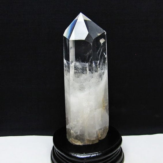 水晶 六角柱 水晶 ポイント 台座付属 置物 原石 一点物 152-4581