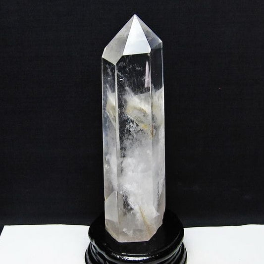 水晶 六角柱 水晶 ポイント 台座付属 置物 原石 一点物 152-4582