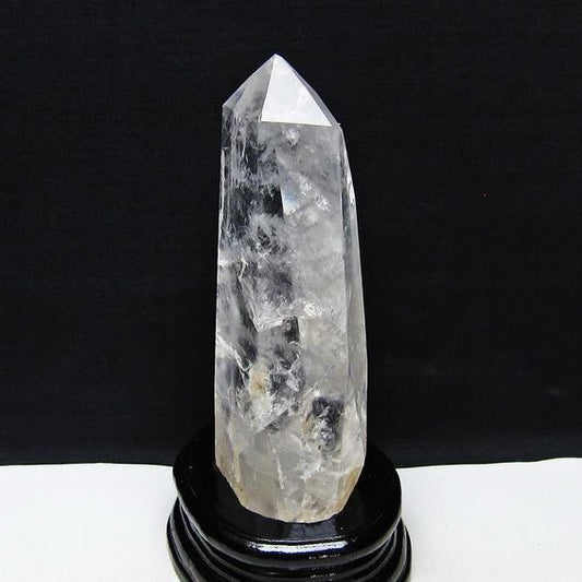 水晶 六角柱 水晶 ポイント 台座付属 置物 原石 一点物 152-4583