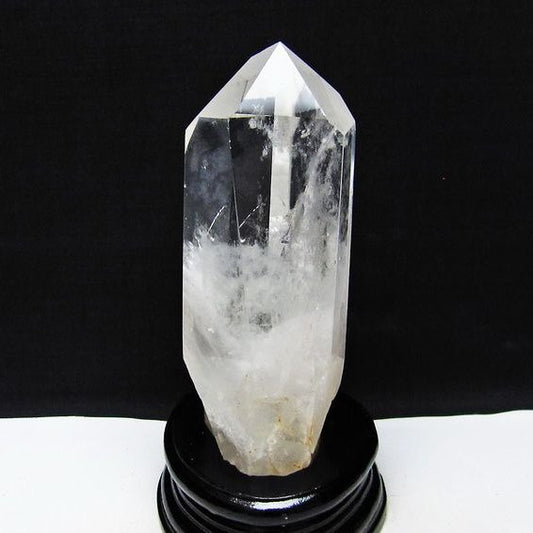 水晶 六角柱 水晶 ポイント 台座付属 置物 原石 一点物 152-4584