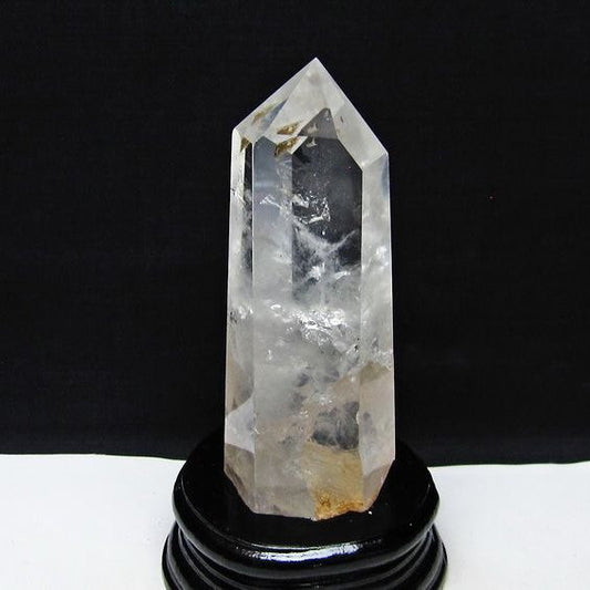 水晶 六角柱 水晶 ポイント 台座付属 置物 原石 一点物 152-4585