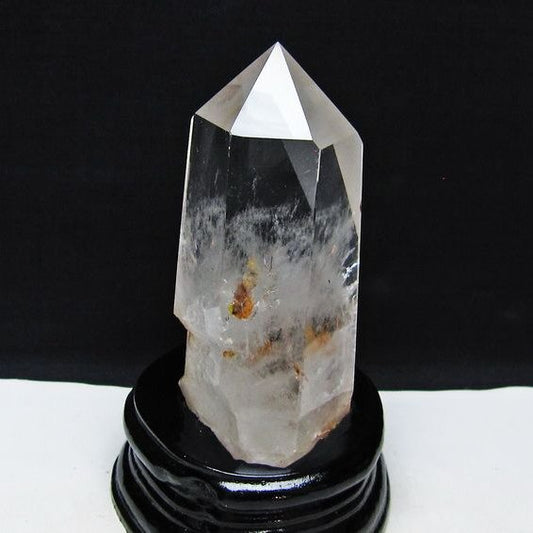 水晶 六角柱 水晶 ポイント 台座付属 置物 原石 一点物 152-4588