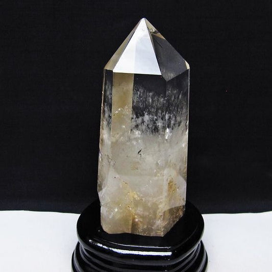 水晶 六角柱 水晶 ポイント 台座付属 置物 原石 一点物 152-4589