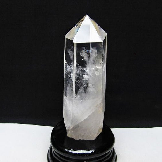 水晶 六角柱 水晶 ポイント 台座付属 置物 原石 一点物 152-4590